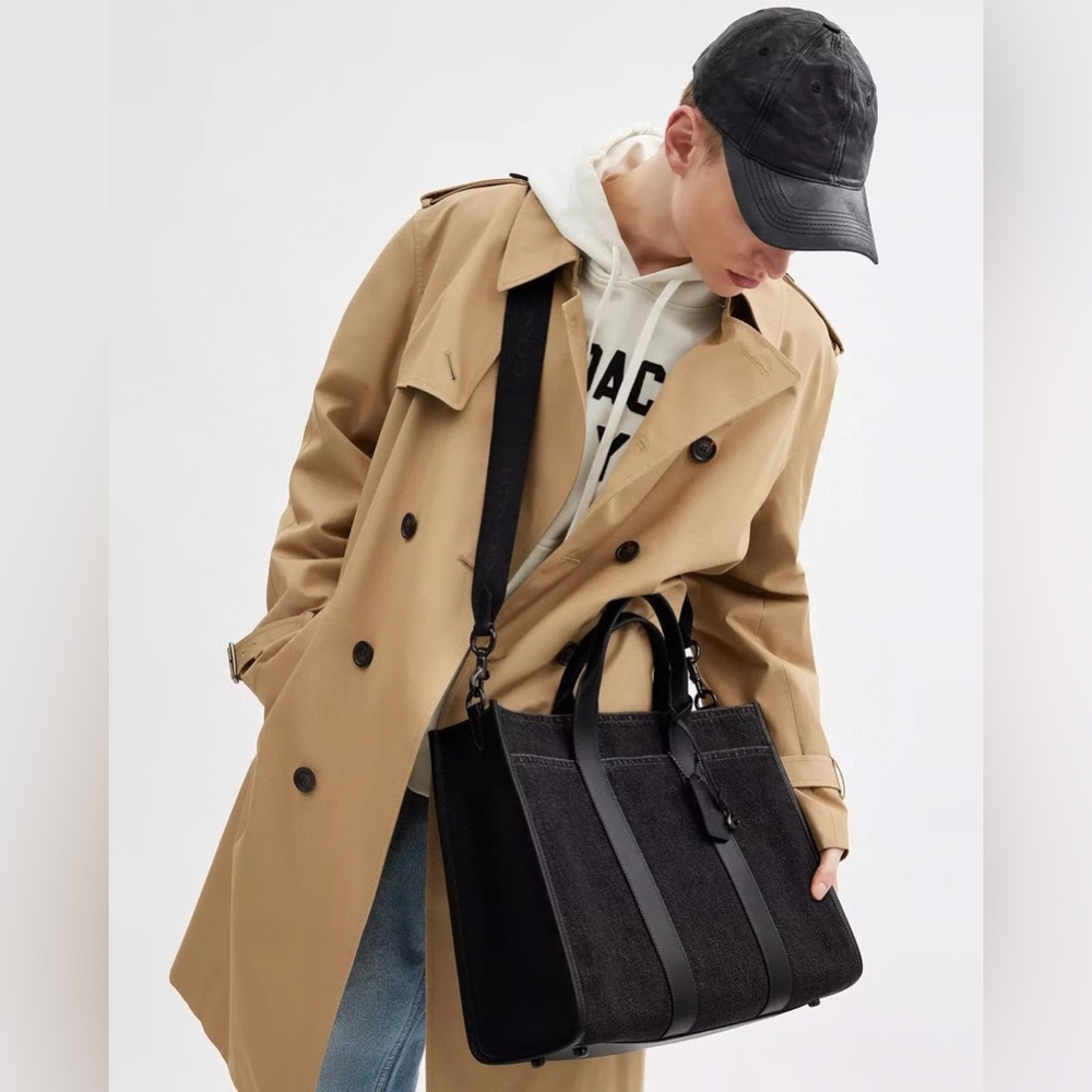 Coach Wesley Tote In Denim - Washed Black - Picture 5 of 13